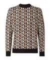Fendi Crew Neck Sweater Geometric Design In Brown
