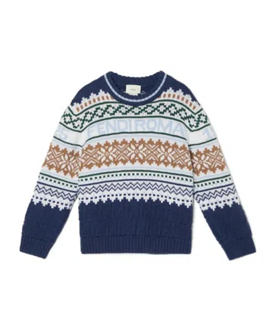 Fendi Junior Crew-neck Sweater In Blue