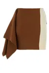 Fendi Mini Wool Skirt Asymmetrical Hem In Multimattone