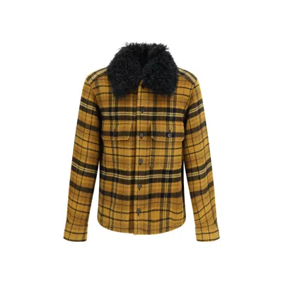 Fendi Multicolor Wool Oves Aries Full-length Jacket In Yellow