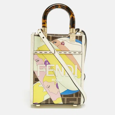 Pre-owned Fendi Multicolor Zucca Coated Canvas And Leather Mini Inlay Sunshine Tote