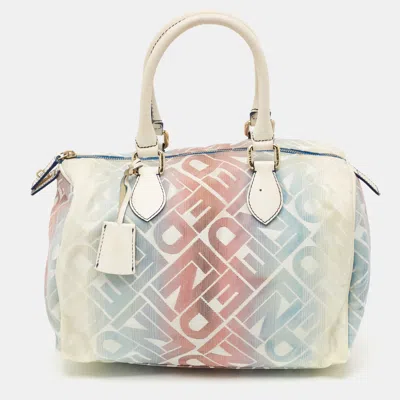 Pre-owned Fendi Multicolor Zucca Fabric And Patent Leather Boston Bag