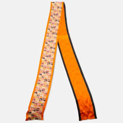 Pre-owned Fendi Multicolor Zuchino Pint Silk Bandeau Scarf