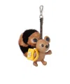 Fendi Animal Shape Mink Fur Keychain Charm In Brown