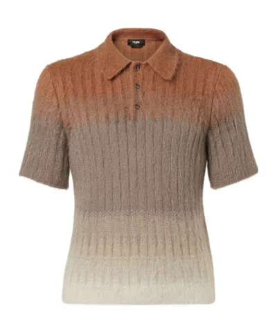 Fendi Multicolored Mohair And Wool Polo Shirt
