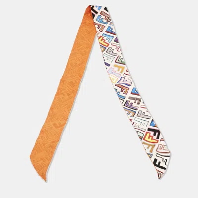 Pre-owned Fendi Multicolor/orange Zucca Fun Fair Silk Bandeau Scarf