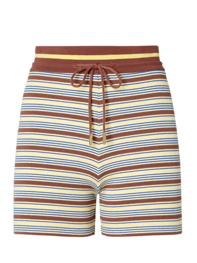 Fendi Multicolour Cotton Striped Knit Shorts In White