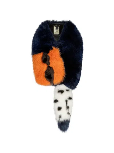Pre-owned Fendi Multicolour Fur Scarf In Blue