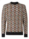 Fendi Crew Neck Sweater Geometric Design In Multi