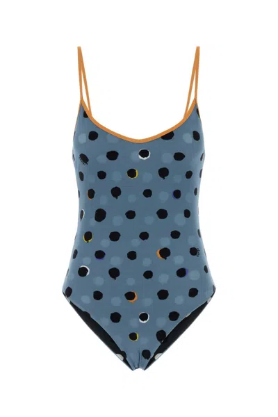 Fendi Multicolour Polka Dot Print Swimwear In Blue
