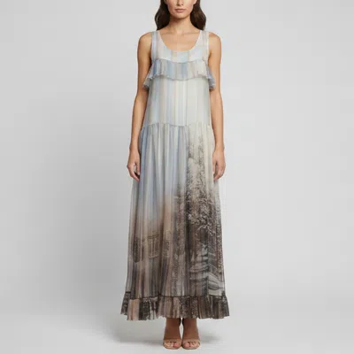 Pre-owned Fendi Multicolour Printed Silk Sleeveless Maxi Dress M