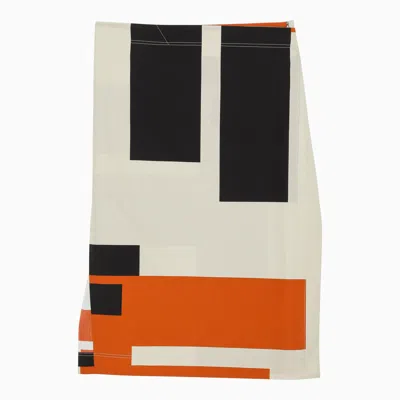 Fendi Multicoloured Printed Cotton Longuette Skirt In Orange