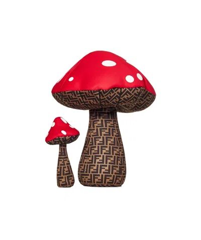 Fendi Mushroom Plush Toy Set In Red