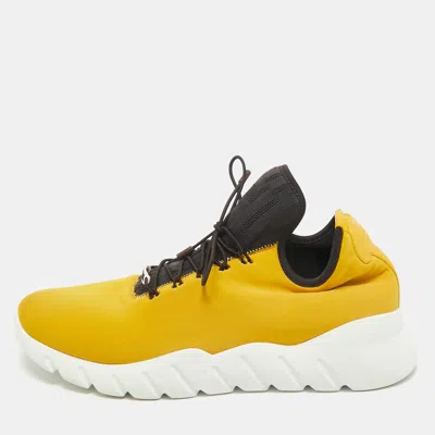 Pre-owned Fendi Mustard/white Knit Fabric High Top Sneakers Size 41 In Yellow