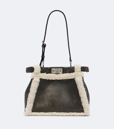 Fendi My Peekaboo® Small Leather Tote Bag In Grey