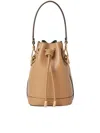 Fendi Women Camel Leather Mon Tresor Bucket Bag In Brown