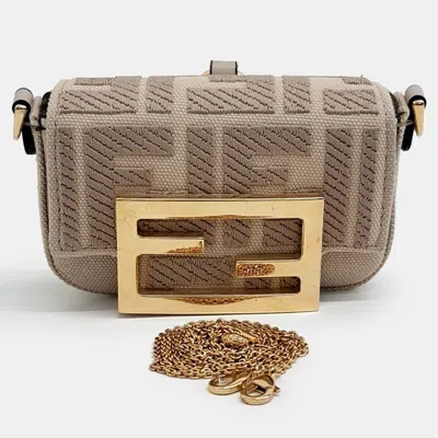 Pre-owned Fendi Nano Baguette Bag Charm & Keyring (7as045) In Sand