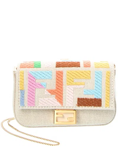 Fendi Dnu Inv  Nano Baguette Canvas Bag Charm