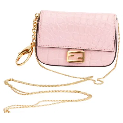 Pre-owned Fendi Nano Baguette Charm Pink Cayman