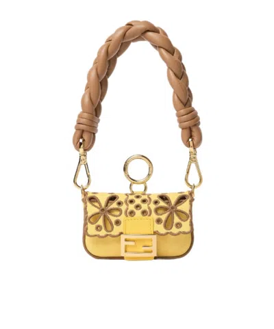 Fendi Nano Baguette Maxi Handle Charm In Broom Yellow