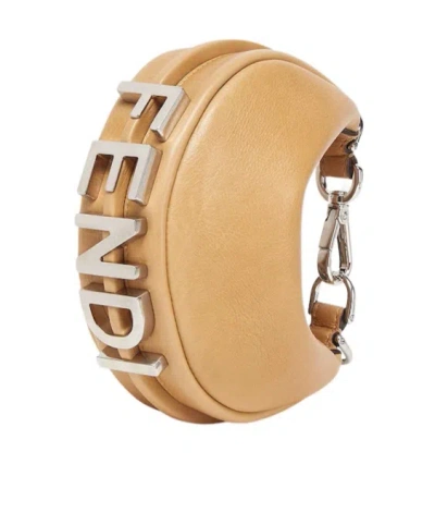 Fendi Nano Graph Handbag In Nude