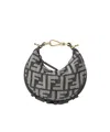 Fendi Nano Graphy Dark Blue Denim-effect Ff Jacquard Charm In Black