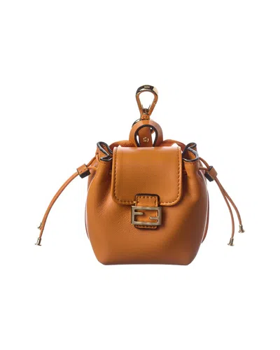 Fendi Nano Leather Backpack Charm In Orange