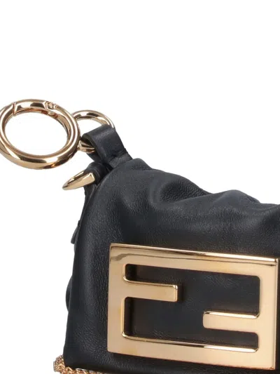 Fendi Nano Mamma Baguette Charm In Nero