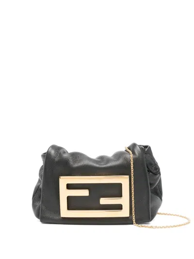 Fendi Nano Mamma White Baguette In Black