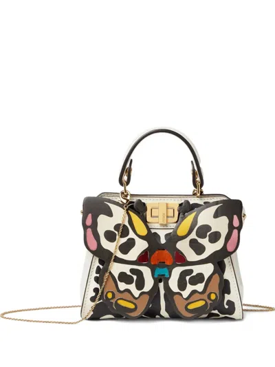 Fendi Nano Peekaboo Butterfly-motif Chain-strap Tote Bag In Multi