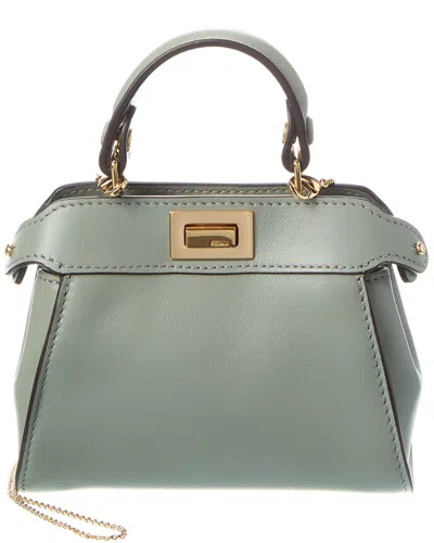 Fendi Nano Peekaboo Leather Clutch In White