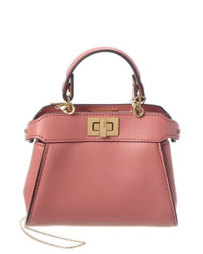 Fendi Nano Peekaboo Leather Clutch In Pink