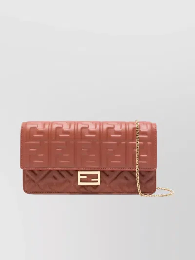 FENDI NAPPA LEATHER BAGUETTE CHAIN WALLET FF MOTIF