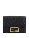 Fendi Nappa Leather Uette Micro Trifold Wallet Accessories In Black