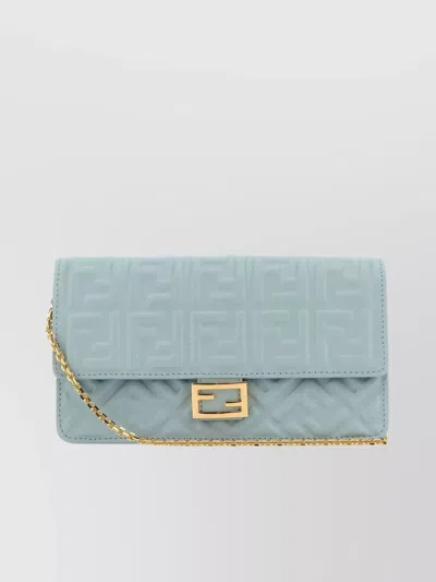 Fendi Nappa Leather Baguette Wallet In Blue