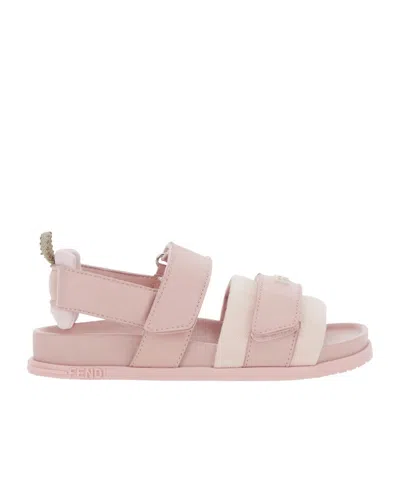 Fendi Nappa Leather  Fabric Sandal Pink