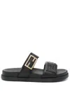 Fendi Nappa Leather Feel Double-band Slides Shoes