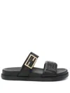 Fendi Nappa Leather Feel Double-band Slides Shoes