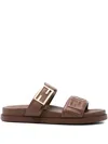 Fendi Slide Sandals With Buckle Detail And Flat Sole