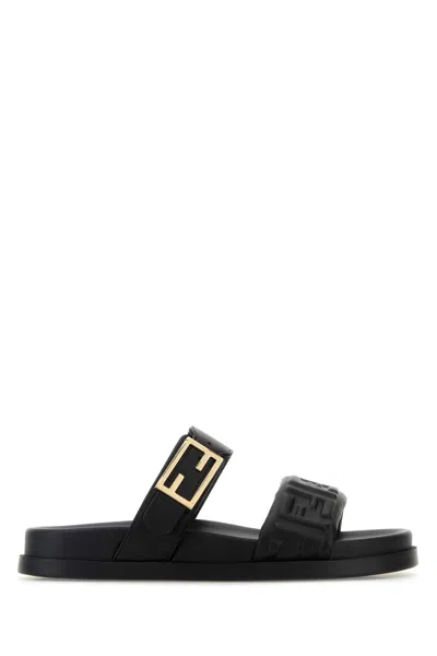 Fendi Nappa Leather  Feel Double-band Slides