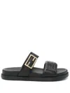 Fendi Nappa Leather Feel Double-band Slides Shoes