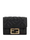 Fendi Nappa Leather Uette Micro Trifold Wallet Accessories In Black