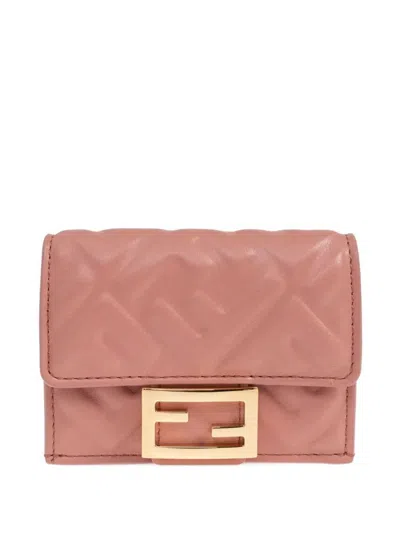 Fendi Nappa Leather Uette Micro Trifold Wallet Accessories In Pink