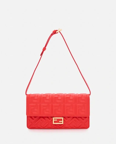 Fendi Nappa Leather Wallet On Chain In Red