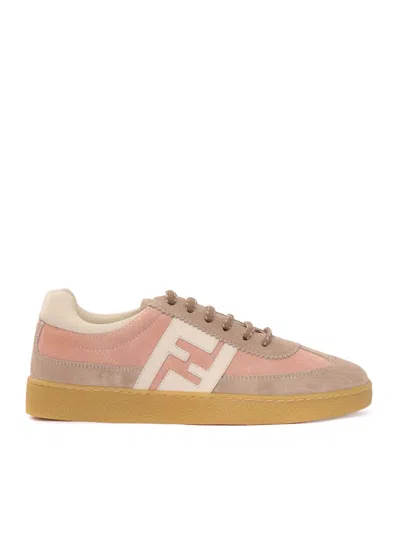 Fendi Kids' Nappa Mix Sneakers In Brown