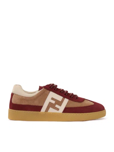 Fendi Kids' Nappa Mix Sneakers In Red
