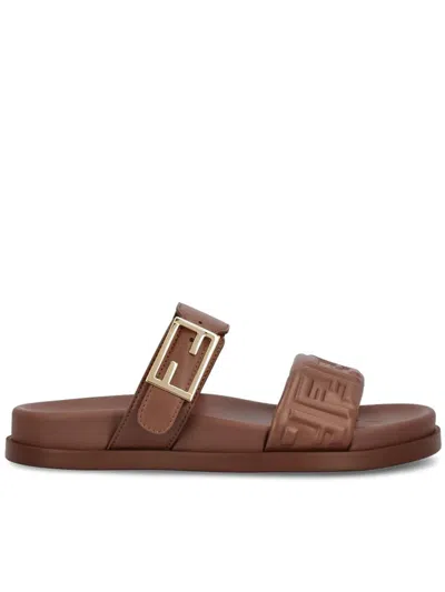 Fendi Nappa Sandalwood Shoes In Brown