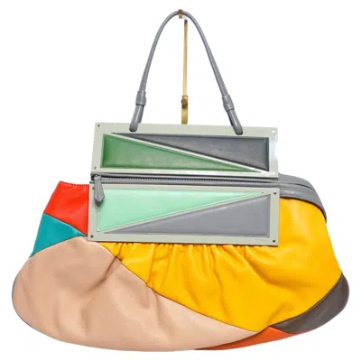Pre-owned Fendi Nappa To You Multicolor Convertible Clutch Circa 2012 In Sand