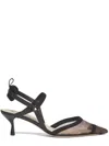 Fendi Colibri Ff Mesh Slingback Kitten-heel Pumps In Black