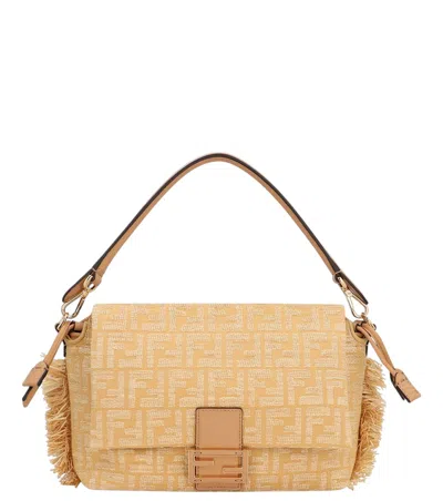 Fendi Natural Mamma Medium Shoulder Bag In Black